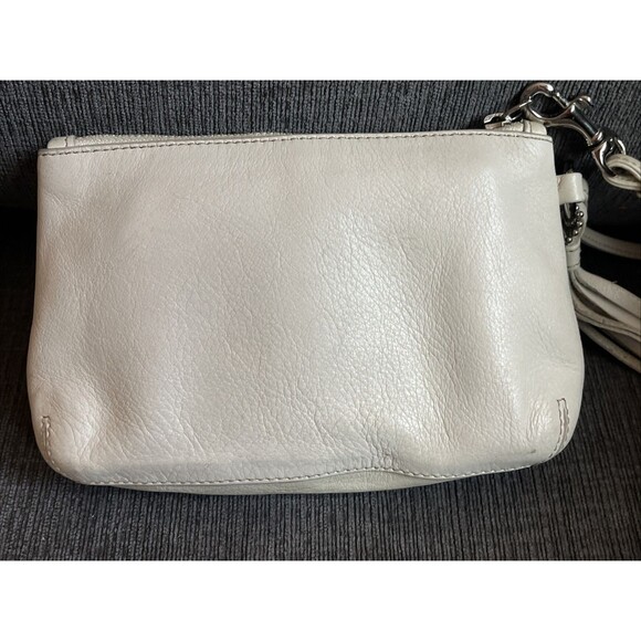Coach wristlet Zip Leather Handled Wristlet Wallet Clutch White Cream Ivory VTG - Picture 3 of 7